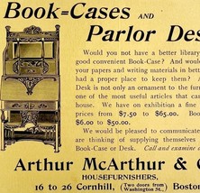 Arthur McArthur Book Case Desk 1894 Advertisement Victorian Furniture AD... - $19.99