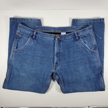 Key Mens Fleece Lined Carpenter Pants 40x30 Blue Denim Jeans Work Wear - $26.96