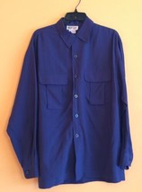 VGC SILK TIME 100% Silk  Long Sleeve Navy Button Down Shirt SZ M - $24.75