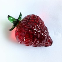 Glass Red Strawberry Figurine Crystal Fruit Collectibles Art  2&quot; x 2&quot; x 2&quot; - $22.01
