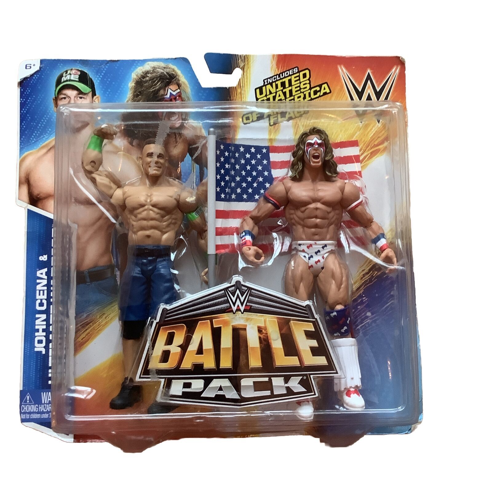 2014 Ultimate Warrior & John Cena WWE Battle Pack w/ American Flag - Mattel - $19.79