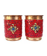 Rastogi Handicrafts Pure Copper Jug - 2 Glass Drink ware Set Tableware P... - €25,75 EUR