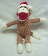 Galerie SOCK MONKEY W/ SANTA HAT Christmas 9&quot; Plush Stuffed Animal Toy - $14.85