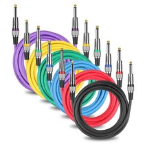Guitar Cable 20Ft 6 Pack - 1/4 Inch Male Guitar Patch Coloured Cable - 1/4&#39;&#39; To  - £93.86 GBP