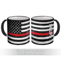 PHILLIPS Family Name : Gift Mug American Flag Firefighter USA Thin Line - £12.70 GBP+