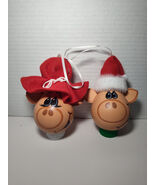 Handmade light bulb christmas ornaments Santa &amp; Mrs. Claus Piggies - $12.85