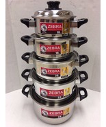 10Pcs/Set Zebra Stainless Steel Pot with Lid 3 Layered Bottom 16- 24 CM.... - $2,470.70 MXN