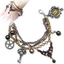 SteamPunk Cosplay Gothic Victorian Mrs. Hudson&#39;s Cellar Keys Pewter Bracelet NEW - $48.37