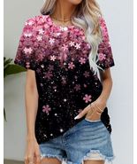 Blouse Women&#39;s Black T Shirt Fashion Digital Print #21 - $35.97