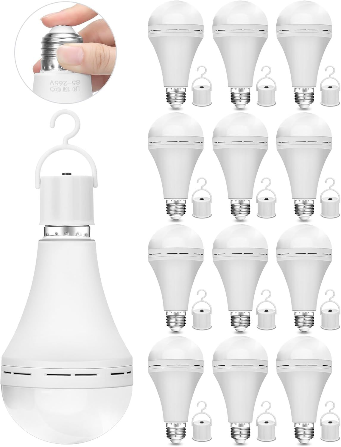 Mudder 12 Pack Emergency Rechargeable Light Bulbs Led Battery Backup, Ch... - $51.96