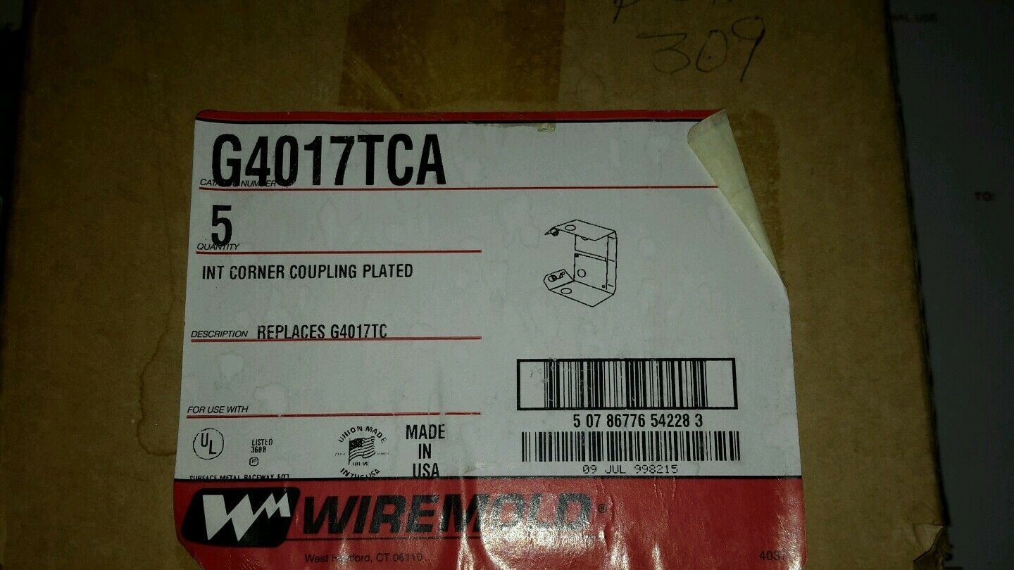 WIREMOLD G4017TCA INTERNAL CORNER COUPLING PLATED LOT OF 5 NEW IN BOX $39 - $25.13
