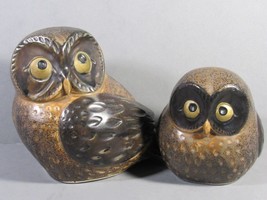 Otagiri 2 Brown Owls Porcelain-Stoneware Figurines OMC Japan VINTAGE 70s 4&quot; &amp;2&quot;. - £15.63 GBP