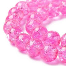 Crackle Glass Beads 8mm Pink Veined Bulk Jewelry Supplies Mix Unique 20pc - £1.69 GBP