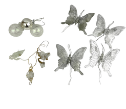 VTG Lot of 10 Mercury Glass Ornaments Butterflies Cherub Bird Holiday Christmas - £15.81 GBP