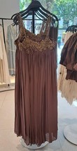 ZARA BNWT 2025. BROWN LONG EMBROIDERED DRESS STRAPS VISCOSE. 6895/282/700 - $161.06