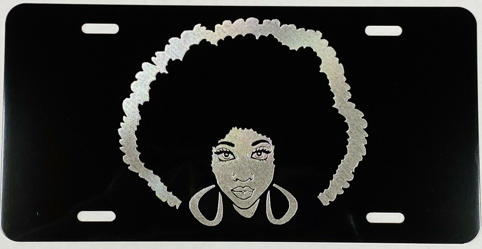 Black Girl Magic Car Tag Engraved Etched on Gloss Black Aluminum License Plate