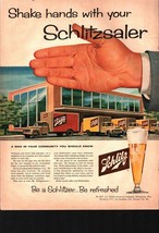 Vintage Schlitz Beer Print Ad 1957 shake hands with schlitzsaler ad nost... - $24.11
