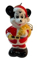 Vintage Disney Mickey Mouse Santa Christmas Ceramic Ornament Marked Japan - $21.77