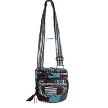 Donna Sharp Womens Crossbody Purse Teal Soft Quilted Patchwork Penny Bag Zip Fob - £20.18 GBP