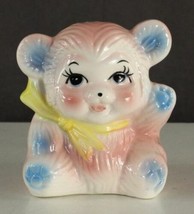 Vintage Art Ceramic BABY Gift Pink Teddy Bear Planter Pot 5&quot; Tall - £15.13 GBP