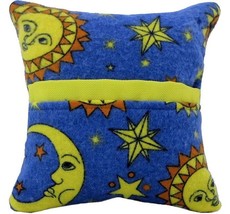 Tooth Fairy Pillow, Blue Solar Print Fabric, Yellow Bias Tape Trim, Boys &amp; Girls - £3.93 GBP