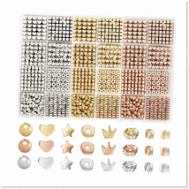 Premium Spacer Beads Jewelry Making Kit - 1740 PCS Assorted Preppy Gold Beads wi - £21.85 GBP