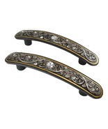Set Of 2 Rustic Floral Filigree Scroll Silver Bling Drawer Cabinet Bar P... - £21.54 GBP