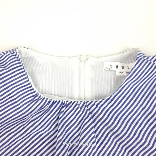 Primary image for THML Dress Small Blue White Striped Flared  Short Sleeve Shorts Underneath 