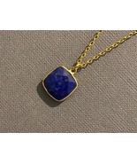 Gold Lapis Lazuli Necklace, Gold Lapis Pendant, September Birthstone Nec... - £30.37 GBP