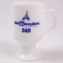 VINTAGE Walt Disney World DAD Coffee Mug White Milk Glass Pedestal Base Cup Mug - £8.59 GBP