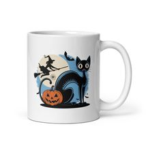 Halloween Retro Atomic Cat Mug With Pumpkin Witch - £11.28 GBP+