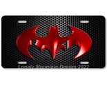 Cool Batman Inspired Art Red on Mesh FLAT Aluminum Novelty License Tag P... - £14.38 GBP