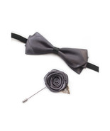 Dark Grey Bow Tie with Buttonhole - £18.08 GBP