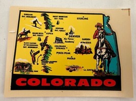 Vintage Colorado State Cowboy Souvenir Auto Travel Window Water Decal Impko Nip - £7.87 GBP