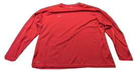 Nike T Shirt Mens Size 2XL Red Knit 100% Polyester Long Sleeve Crew Neck Logo - £10.10 GBP