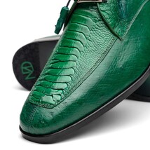 Andretti Genuine Ostrich Leg Dress Derby's Shoes Lemon Green image 4
