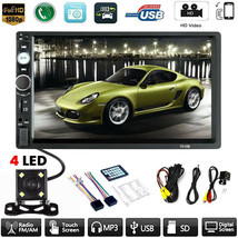 7" Double 2 Din Car Mp5 Player Bluetooth Touch Screen Stereo Radio With Camera - £52.40 GBP