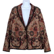 KASPER Sz 12 Tapestry Style Floral Brocade Long Sleeve Blazer Jacket - £21.06 GBP