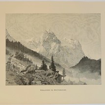 Wellhorn &amp; Wetterhorn Andreas Disen 1883 Antique Book Disbound Print of ... - $19.70