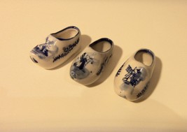 3 Delft Blue Windmill Scene Ceramic Shoes Small Size - £7.87 GBP