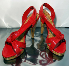 JLo by Jennifer Lopez Chana Fidelia Red Patent Heels Shoes Size 6M - $23.24