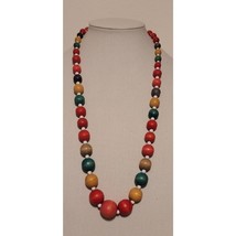 Vintage Graduated Wooden Bead Necklace - $4.95