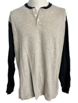 Lands' End  Super-T Long Sleeve Gray and Black T Shirt Size L - $14.24