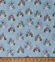 Cotton Snow Globe Snowmen Winter Snow Day Fabric Print by the Yard D405.64 - £10.19 GBP