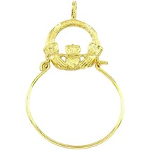 14K Gold Claddagh Charm Holder 18&quot; Chain Jewelry - £154.44 GBP