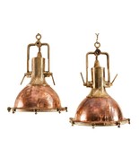 Pair of Two Large Copper and Brass Nautical Pendants Light - $1,318.87
