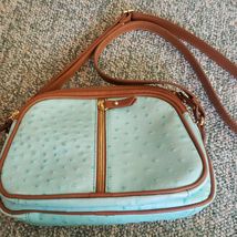 Valentina Leather Teal Blue Ostrich Crossbody Bag Shoulder Purse Made In Italy  - £37.95 GBP