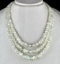 Natural White Moonstone Beaded Necklace 650 Carats Round Gemstone Silver Clasp - £181.83 GBP