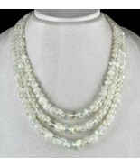 Natural White Moonstone Beaded Necklace 650 Carats Round Gemstone Silver... - £181.83 GBP