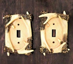 Ebros Set of 2 Woodland Rustic Deer Antlers Wall Single Toggle Switch Cover - $24.99